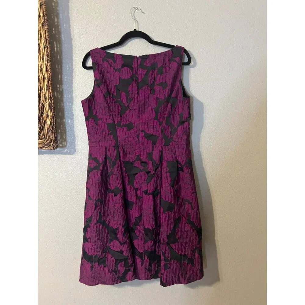 Ralph Lauren A Line Jacquard Dress 14 Pink Black Sleeveless Party Wedding - Picture 11 of 13